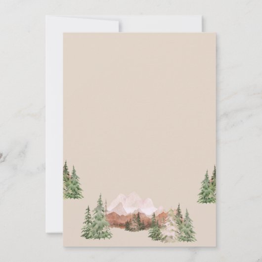 セージ緑の冒険が山の赤ちゃんシャワーを待つ 招待状 (裏面)