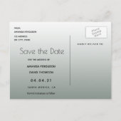 セージ緑の写真フローラ結婚式の日付を保存 案内ポストカード (裏面)