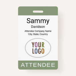 セージ緑の出席者バッジロゴクリップラニヤードリール バッジ