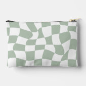 セージ緑の反ったチェッカーボード アクセサリーポーチ (裏面)