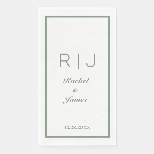 セージ緑の名前モノグラエレガントムミニマル結婚ズ (正面)