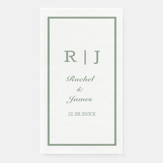 セージ緑の名前モノグラムエレガミニマルントウェディング (正面)