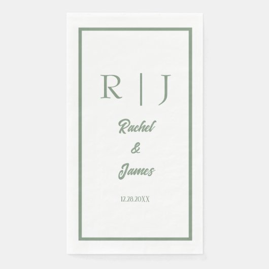 セージ緑の名前モノグラムエレガミニマルントウェディング (正面)