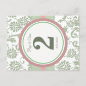 セージ緑の夕暮れバラオンホワイトテーブル番号 ポストカード (正面)