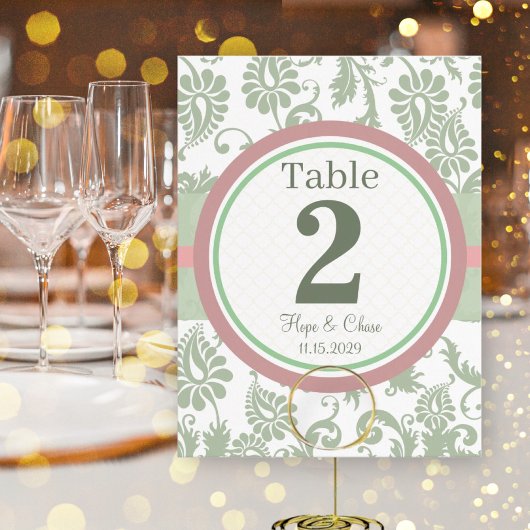 セージ緑の夕暮れバラオンホワイトテーブル番号 ポストカード