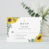 セージ緑の宗教十字型ひまわり結婚の 出欠カード (スタンド正面)