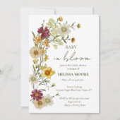 セージ緑の小さなワイルドフラワー赤ちゃんシャワー 招待状 (正面)