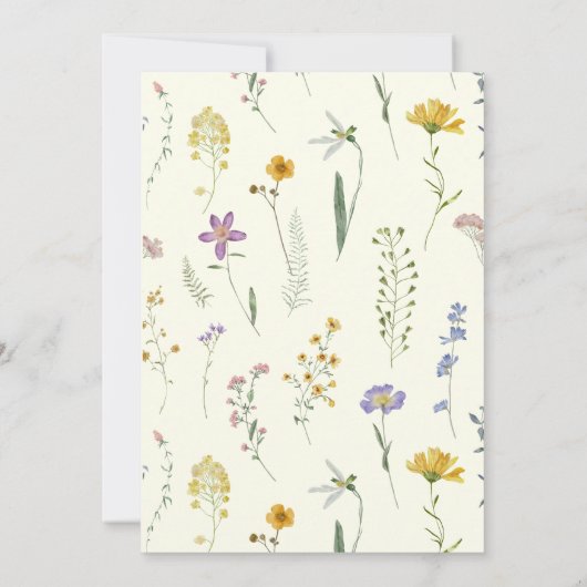 セージ緑の小さなワイルドフラワー赤ちゃんシャワー 招待状 (裏面)