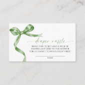 セージ緑の弓おむつラッフル エンクロージャーカード (正面)