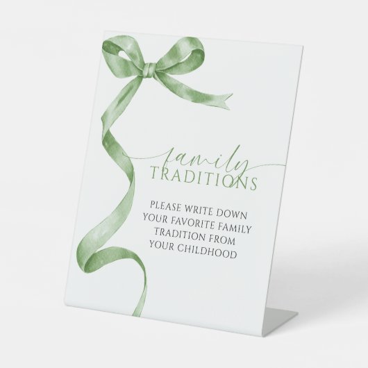 セージ緑の弓お気に入りの家族の伝統ゲーム 台座サイン (正面)