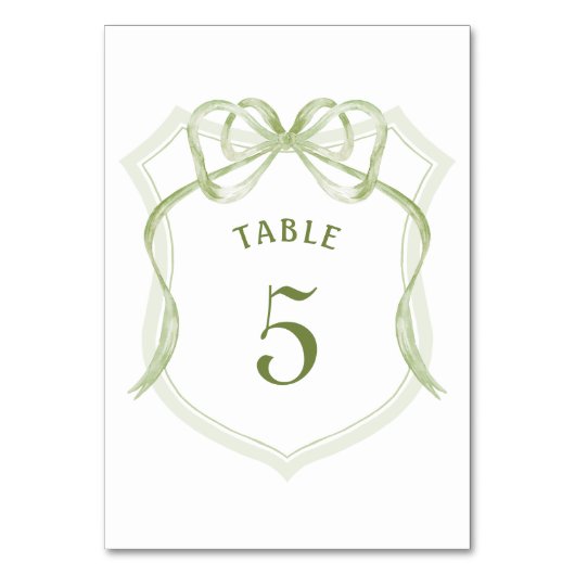 セージ緑の弓のクレストテーブル番号 テーブルナンバー (裏面)