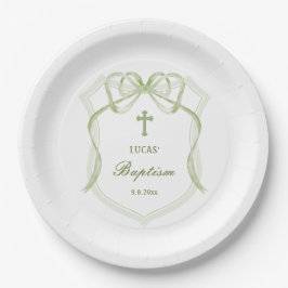 セージ緑の弓クレストバプテスマ ペーパープレート