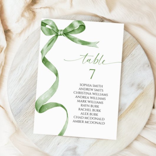 セージ緑の弓テーブル番号座席表 招待状