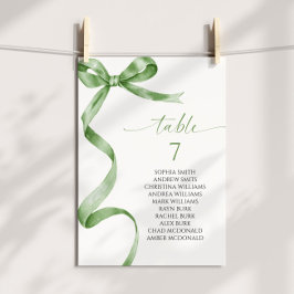 セージ緑の弓テーブル番号座席表 招待状