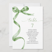 セージ緑の弓テーブル番号座席表 招待状 (裏面)