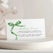 セージ緑の弓表示ベビーシャワー囲いカード エンクロージャーカード