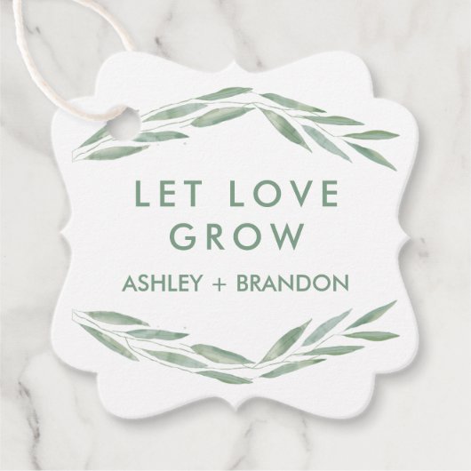 セージ緑の愛のラベルを成長結婚させる フェイバータグ (正面)