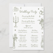 セージ緑の手描きお洒落結婚式 プログラム (裏面)