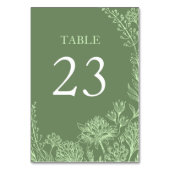 セージ緑の手描きフローラ結婚ズ テーブルナンバー (正面)