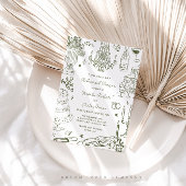 セージ緑の手描きリハお洒落ーサルディナー 招待状