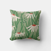 セージ緑の手描き花 クッション (正面)