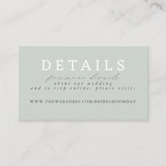 セージ緑の手描き野花結婚の詳細 エンクロージャーカード (正面)