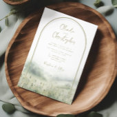 セージ緑の招待状結婚の水彩画 招待状