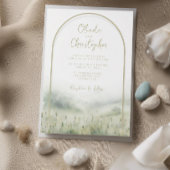 セージ緑の招待状結婚の水彩画 招待状
