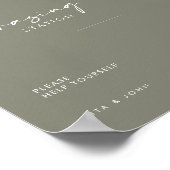 セージ緑の放牧駅テーブル結婚の看板 ポスター (角)