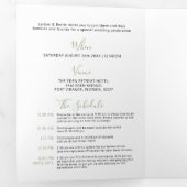 セージ緑の文字と白の小さなハート結婚の 三つ折り招待状 (内部最初)