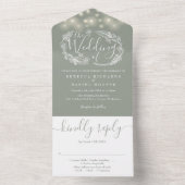セージ緑の文字列が葉の結婚光 オールインワン招待状 (内側)