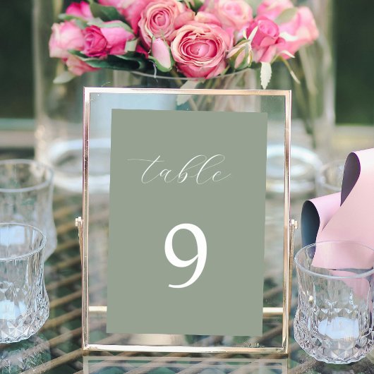 セージ緑の書エレガント道表番号 テーブルナンバー