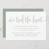 セージ緑の書結び目の結び結婚目 招待状 (正面/裏面)