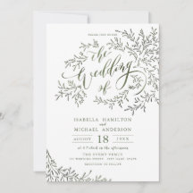 セージ緑の書道の素朴なフローラ結婚の