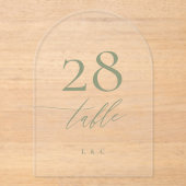 セージ緑の書道アクリルアーチテーブル番号 アクリル招待状 (正面)