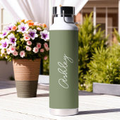 セージ緑の書道手書き名 ウォーターボトル