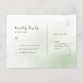 セージ緑の書道素朴なフローラ結婚式RSVP インビテーションポストカード (裏面)