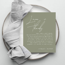 セージ緑の書道結婚式のレセプションカード