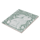 セージ緑の森うさぎ森林動物かわいい タイル (側面)