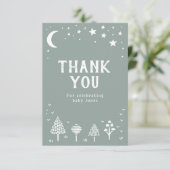 セージ緑の森の星ベビーシャワー サンキューカード (スタンド正面)