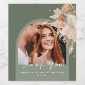 セージ緑の植物のアーチ写真のパモダンパス ワインラベル (シングルラベル)