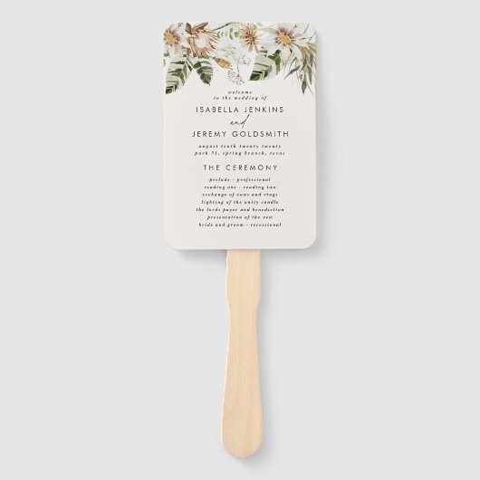 セージ緑の植物の素朴エレガントモダン ハンドファン (正面)