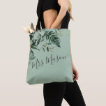 セージ緑の植物の葉の花パーソナライズされた嫁 トートバッグ<br><div class="desc">セージ緑の植物の葉パーソナライズされた花嫁トートバッグ</div>