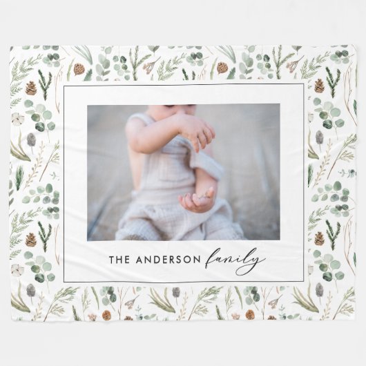 セージ緑の植物エレガント科モダンの写真 フリースブランケット (正面(横))