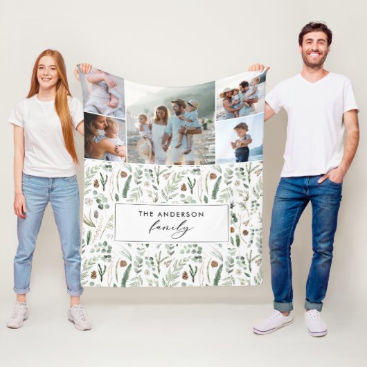 セージ緑の植物エレガント科モダン5写真 フリースブランケット (インサイチュ)