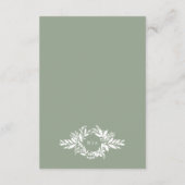 セージ緑の植物リース結婚の追加情報 エンクロージャーカード (裏面)