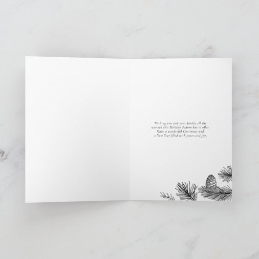 セージ緑の植物体フレームMerry Christmas写真 シーズンカード (内部)