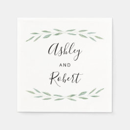 セージ緑の植物性ナプキン、ウェディングレセプション スタンダードカクテルナプキン