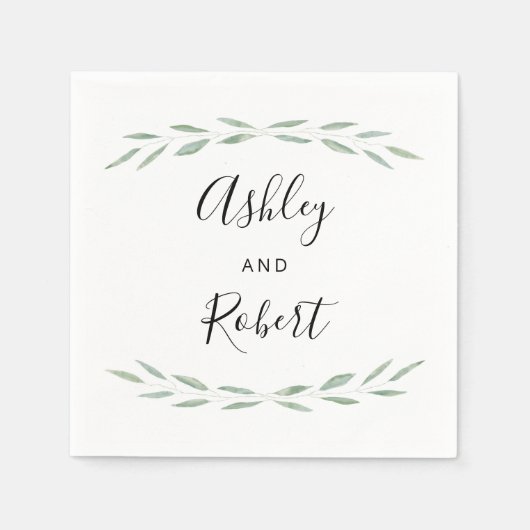 セージ緑の植物性ナプキン、ウェディングレセプション スタンダードカクテルナプキン (正面)