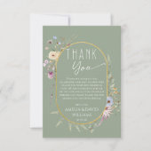 セージ緑の植物性ベビーシャワー サンキューカード (正面)